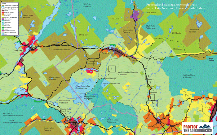 Map of part of the overall new snowmobile trail system that the Department of Environmental Conservation and the Cuomo Administration are looking to build.