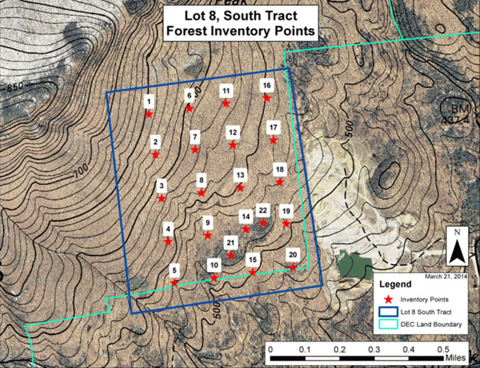 22 drilling sites on 200 acres known as Lewis Lot 8, in the Jay Mountain Wilderness Area, where "mineral exploration" and possible sale were authorized in a Constitutional Amendment narrowly passed in November 2013.