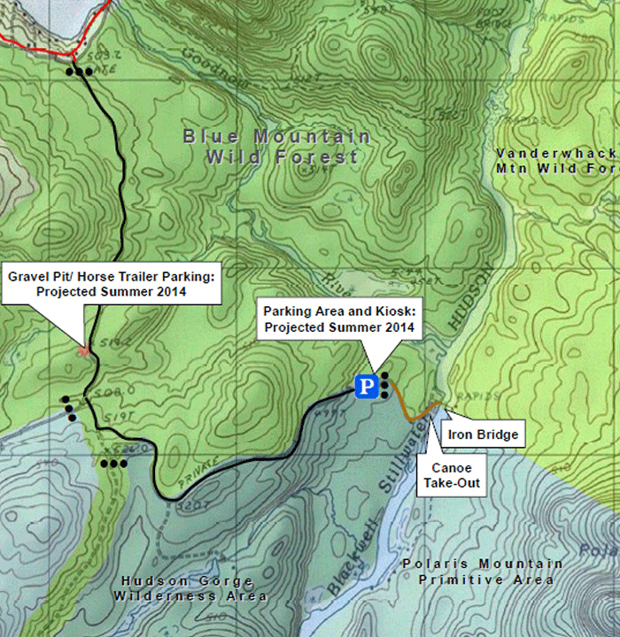 DEC proposes to keep the Polaris bridge. PROTECT believes this violates the Wild, Scenic and Recreational Rivers Act, DEC regulations, and the State Land Master Plan. This bridge should be removed and the river corridor restored, PROTECT supports canoe access/parking area to the Hudson River.