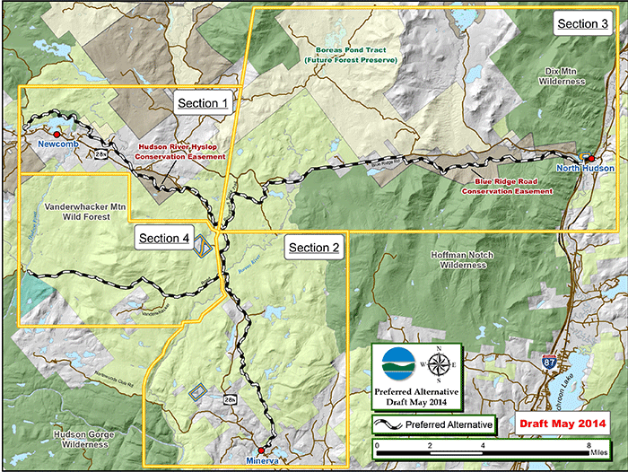 This map from the DEC shows proposed recreation routes -- mainly snowmobile trails -- that involve various units of the Forest Preserve in the central Adirondacks.