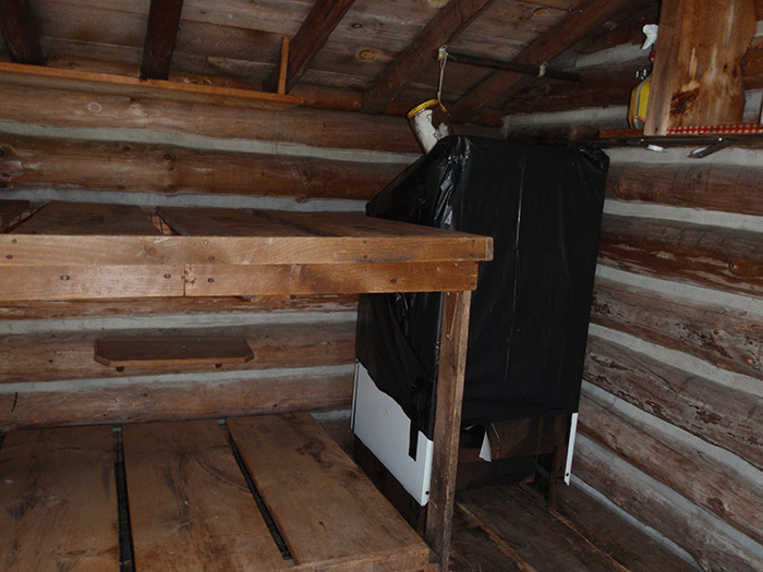 The Chub Pond Lean-to 1 has a gas stove and oven stored in a corner. No other lean-to has this kind of private use.