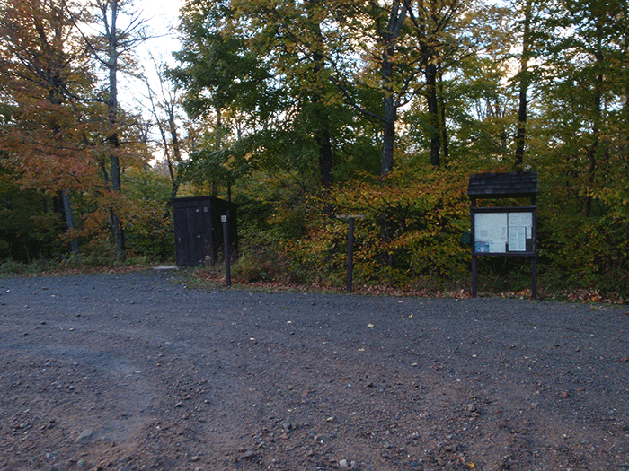A public parking area on the Long Pond Conservation Easement. The public can use this area for starting hiking, mountain biking, or ATV riding.