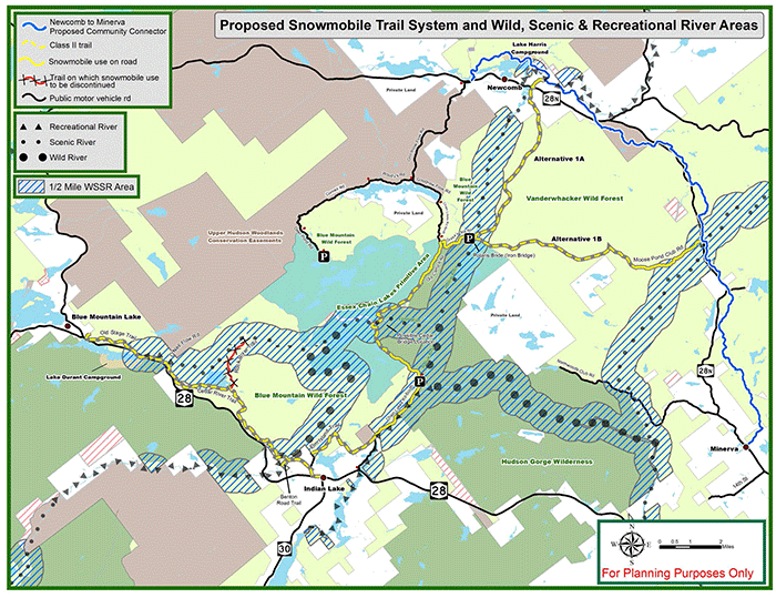 This map highlights the Wild, Scenic and Recreational River corridors within the Essex Chain Lakes Complex area. The Rivers Act must be upheld and these wild and scenic rivers protected.