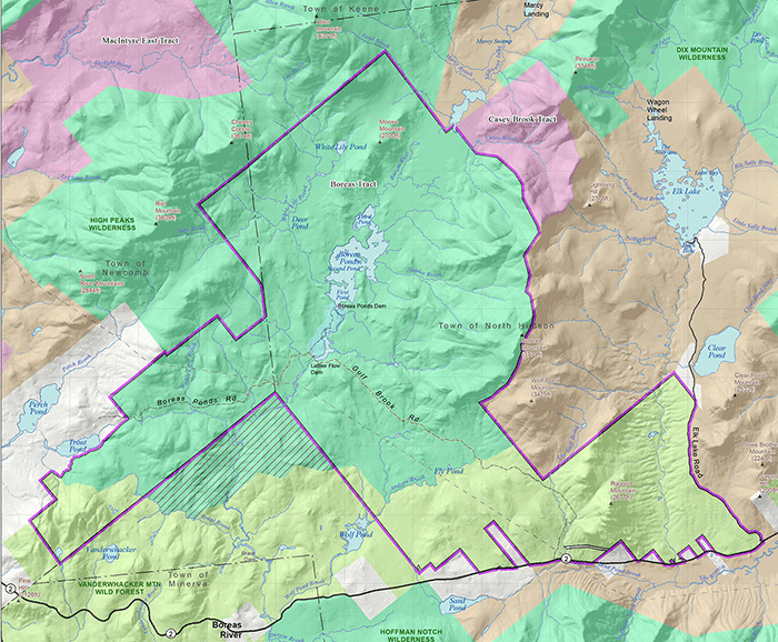 Option 4 extends the Wilderness area south, but includes an island of Wild Forest lands at the south end of the Boreas Ponds. The other major problem is the nearly 9-mile long Wild Forest corridor that runs through the Wilderness lands. Classifications should be for big blocks of Wilderness and Wild Forest. Spot zoning and use of motorized Wild Forest corridors should be rejected.