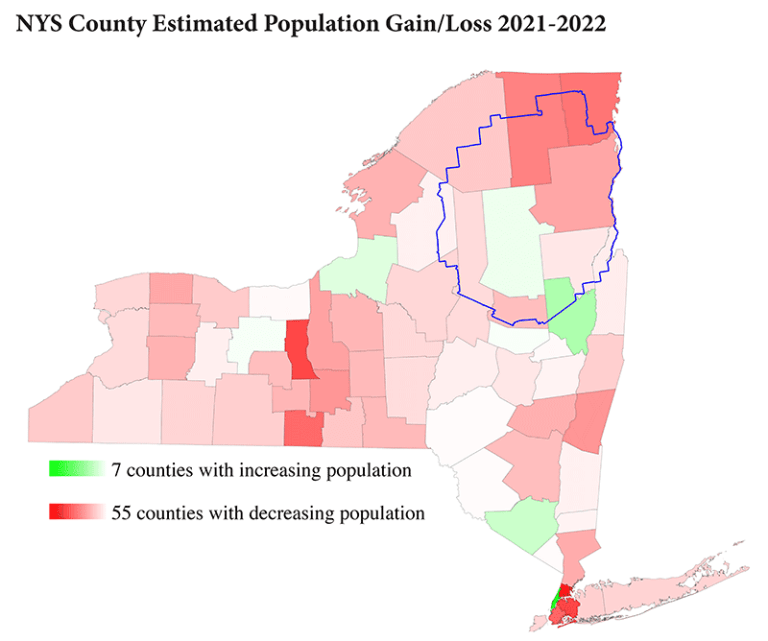 2022 US Census estimates 89 of NYS counties lost population Protect